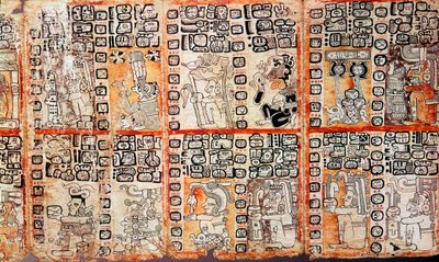 Fragment Kodeksu Troano Majów, XV wiek autorstwa Unbekannt