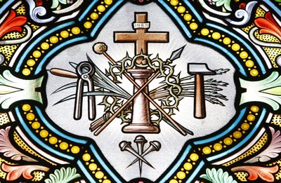 Sanktuarium Matki Bożej z la Salette Witraż Symbole chrześcijańskie, La Salette, Francja autorstwa Unbekannt