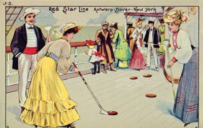 Shuffleboard na pokładzie statku pasażerskiego Red Star Line, 1907. autorstwa Unbekannt