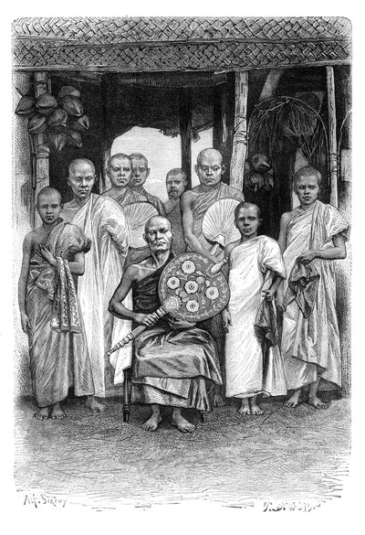 Singhalese buddyjscy księża, Sri Lanka, 1895 autorstwa Unbekannt