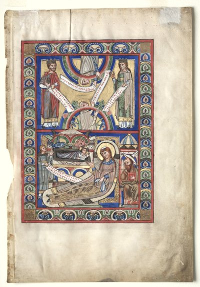 Pojedynczy kartek wycięty z ewangeliarza: Narodzenia prosto i św. 1190. autorstwa Unbekannt