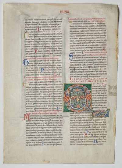 Kartka z dekretu Gracjana: Zdobione inicjały mężczyzny mającego syna..., c. 1160 autorstwa Unbekannt