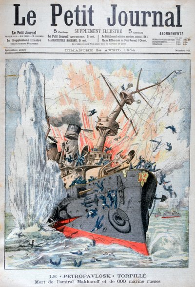 Zatonięcie rosyjskiego pancernika Pietropawłosk, wojna rosyjsko-japońska, 13 kwietnia 1904 autorstwa Unbekannt
