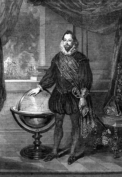 Sir Francis Drake, XVI-wieczny nawigator, marynarz i pirat, 1851 autorstwa Unbekannt