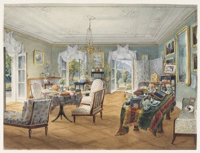Salon w posiadłości wiejskiej, lata 1830-1840 autorstwa Unbekannt