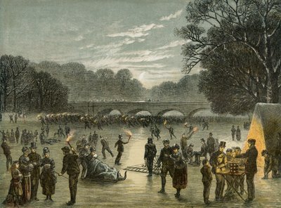 Łyżwiarstwo na Serpentine w Hyde Parku, Londyn, ok. 1850 autorstwa Unbekannt