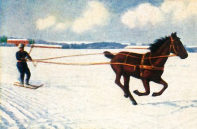 Skijöring w Szwecji, ok. 1928. autorstwa Unbekannt