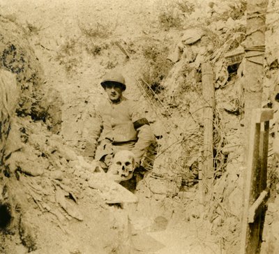 Czaszka znaleziona zakopana w okopach, c1914-c1918 autorstwa Unbekannt