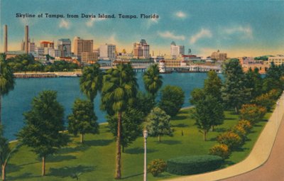 Skyline of Tampa, z Davis Island, Tampa, Floryda, c1940 autorstwa Unbekannt