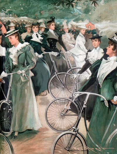 Kobiety z towarzystwa na rowerze w Hyde Parku, Londyn, 1896 r autorstwa Unbekannt
