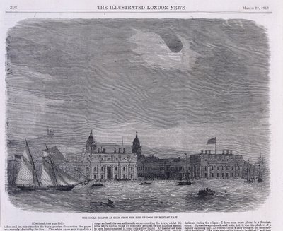 Zaćmienie Słońca widziane nad Królewskim Obserwatorium, Greenwich, 1858 autorstwa Unbekannt