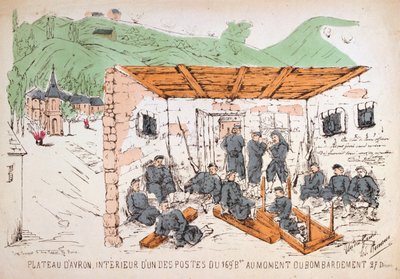 Żołnierze wewnątrz budynku podczas bombardowania, wojna francusko-pruska, grudzień 1870 autorstwa Unbekannt