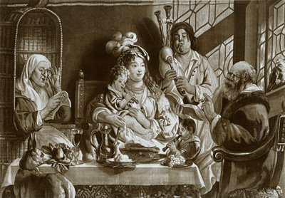 Sopran i dudy, gobelin brukselski zaprojektowany przez Jacobusa Jordaensa, 1948 autorstwa Unbekannt
