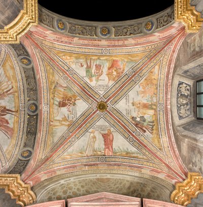 Południowy transept pierwsze wschodnie przęsło, Jakub wysyła syna Józefa na pastwisko, Spisek braci ptaszkowi Józefowi, Ruben sugeruje wrzucenie do studni, Józef sprzedany kupcom, Katedra Santa Maria Assunta, Duomo, Cremona, Lombardia, Włochy (zdjęcie ) autorstwa Unbekannt