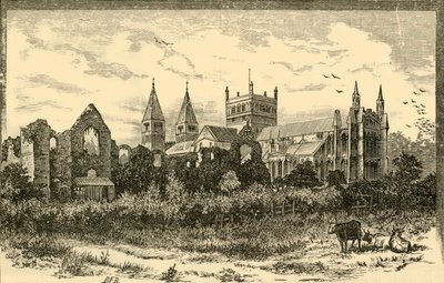 Southwell Minster i ruiny pałacu, 1898. autorstwa Unbekannt