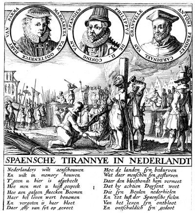 Hiszpańska egzekucja hugenotów, ok. 1565 autorstwa Unbekannt