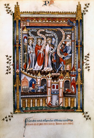 St Denis, St Rusticus i St Eleuterius przed Sisinnius, 1317 autorstwa Unbekannt