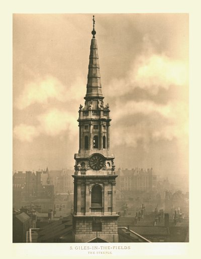 St Giles-in-the-Fields, Wieża, połowa końca XIX wieku. autorstwa Unbekannt