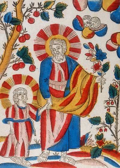 Św. Józef i Jezus, jego syn, idący za rękę, XVIII w. autorstwa Unbekannt