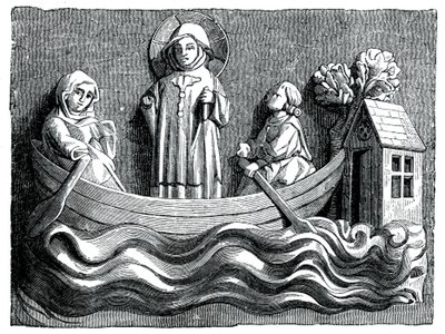 Św. Julian i św. Bazylisa, jego żona, wioząca Chrystusa na swojej łodzi, XIII wiek 1870 autorstwa Unbekannt