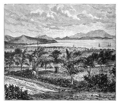St Kitts, widok z Nevis, ok. 1890 r. autorstwa Unbekannt