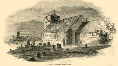 Kościół św. Marcina w Canterbury w hrabstwie Kent, ok. 1850 r. autorstwa Unbekannt