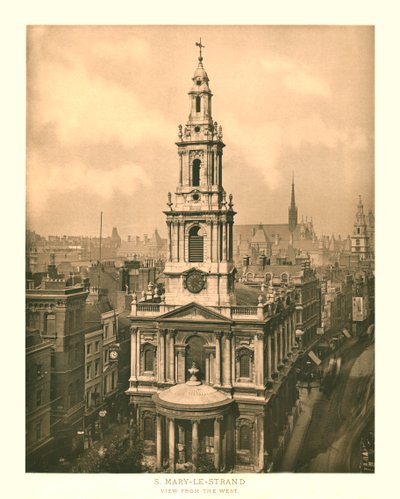 St Mary-le-Strand, Widok od zachodu, połowa końca XIX wieku. autorstwa Unbekannt