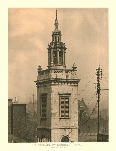 St Michael, Paternoster Royal, Wieża, połowa końca XIX wieku. autorstwa Unbekannt