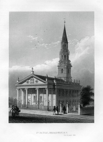 Kaplica św. Pawła, Broadway, Nowy Jork, 1855 autorstwa Unbekannt