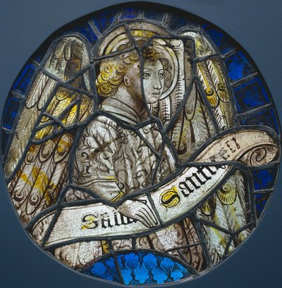Okrągły witraż z aniołem trzymającym zwój, ok. 1930 r. 1425-1450. autorstwa Unbekannt