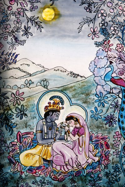 Witraże w świątyni Iskcon: Krishna and Rada, Londyn, Wielka Bretania autorstwa Unbekannt