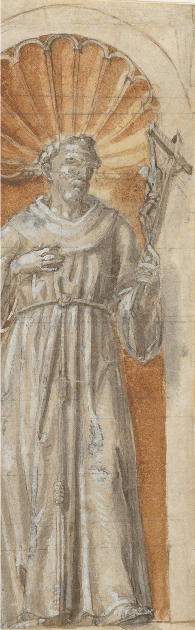 Stojący święty franciszkański w niszy, 1650-1700. autorstwa Unbekannt