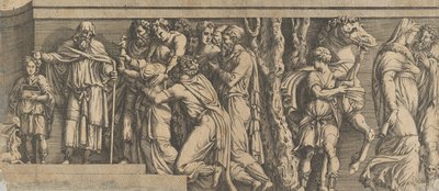 Posąg Niobe i jej czcicieli, z Apollo i Dianą oraz innymi figurami, 1543-47. autorstwa Unbekannt