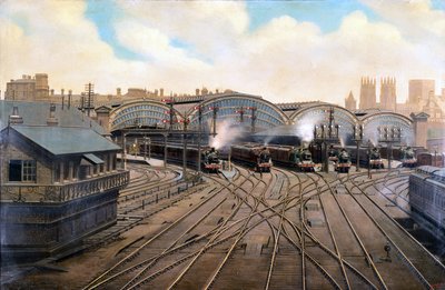 Lokomotywy parowe na stacji York, Yorkshire, ok. 1910 autorstwa Unbekannt