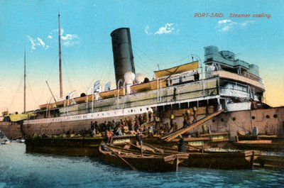 Nawęglanie parowca, Port Said, Egipt, XX w. autorstwa Unbekannt