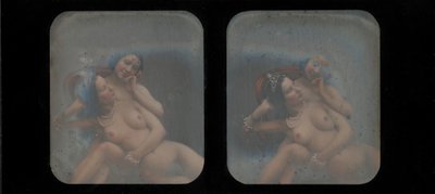 [Widok stereograficzny dwóch nagich kobiet], lata 40. XIX wieku. autorstwa Unbekannt