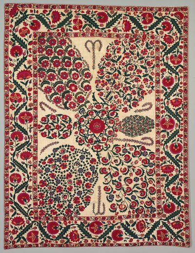 Suzani z kwiatowymi sprayami, 1800-1850. autorstwa Unbekannt