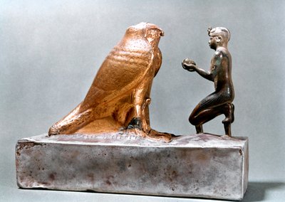 Taharka przed sokołem Hemen, starożytny Egipcjanin, VII wiek pne autorstwa Unbekannt
