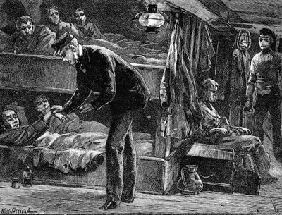 Biorąc puls chorego irlandzkiego emigranta na pokładzie statku, lata czterdzieste XIX wieku, c1890 r. autorstwa Unbekannt