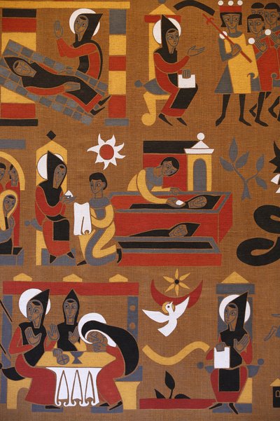 Gobelin w opactwie Saint-Pierre de Solesmes: Życie św. Benedykta, Solesmes, Francja autorstwa Unbekannt