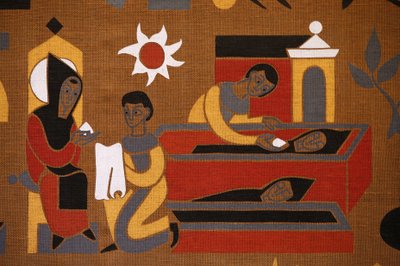 Gobelin w opactwie Saint-Pierre de Solesmes: Życie św. Benedykta, Solesmes, Francja autorstwa Unbekannt