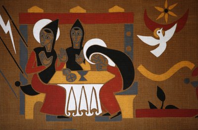 Gobelin w opactwie Saint-Pierre de Solesmes: Życie św. Benedykta, Solesmes, Francja autorstwa Unbekannt