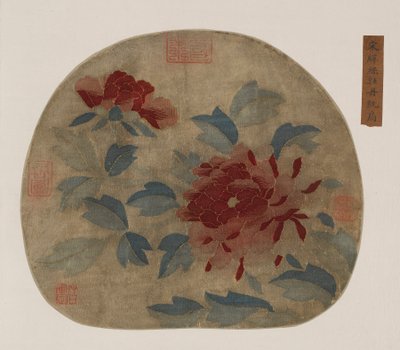 Gobelin: piwonie, prawdopodobnie dynastia Ming, 1368-1644. autorstwa Unbekannt