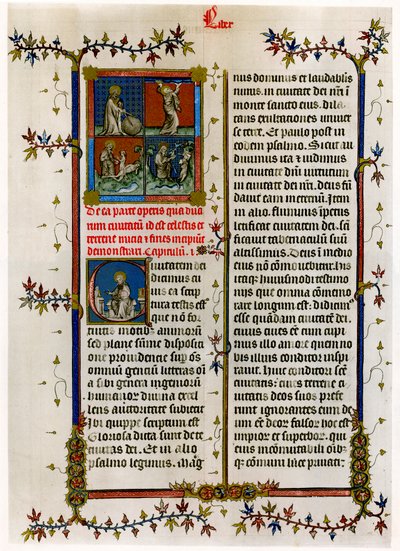 Strona tekstowa ze scenami biblijnymi, koniec XIV wieku autorstwa Unbekannt