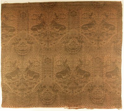 Fragment tkaniny z leżącymi harcami, orłami, chmurami i promieniami słońca, włoski, lata 90. XIII wieku. autorstwa Unbekannt
