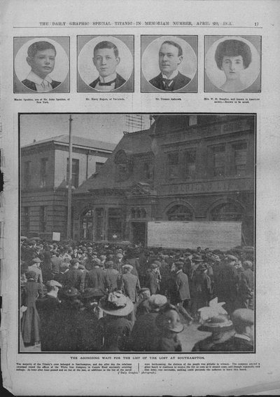 Agonizujące oczekiwanie na listę zagubionych w Southampton, 20 kwietnia 1912 r. autorstwa Unbekannt