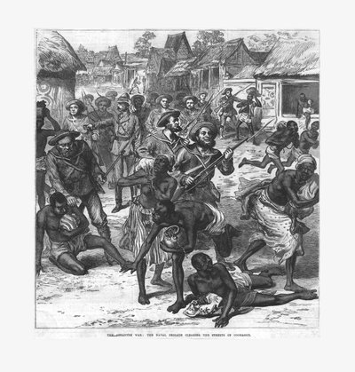 Wojna o Ashantee: brygada morska oczyszczająca ulice Coomassie, 1874. autorstwa Unbekannt