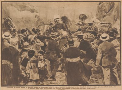 Zabójstwo arcyksięcia Franciszka Ferdynanda Austrii i jego żony w Sarajewie, 28 czerwca 1914. autorstwa Unbekannt