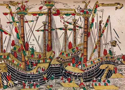 Bitwa pod Zonchio Navarino, c1499 autorstwa Unbekannt