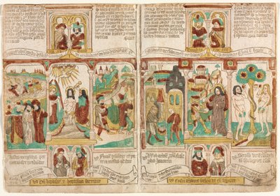 Biblia ubogich Biblia Pauperum, Armia faraonów zatopiona w Morzu Czerwonym..., 1450-1465. autorstwa Unbekannt